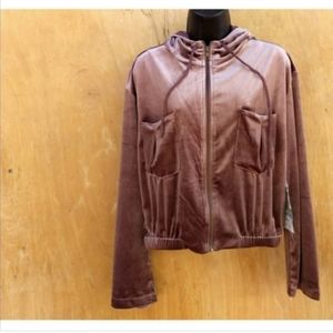NWT YFB young fabulous broke velour zip up track suit hoodie sweater small